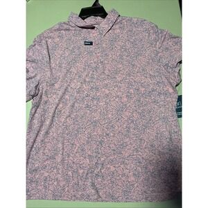 George Men's 2XL Poly Blend Short Sleeve Rayon Polo Shirt Mauve Floral #10725